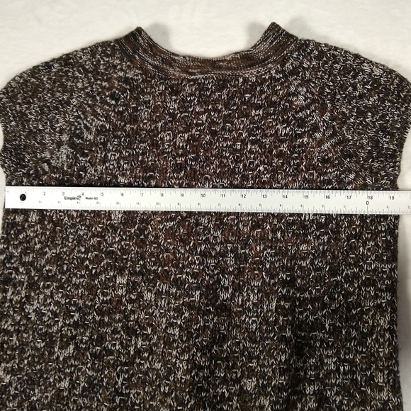 Kim Rogers Variegated Brown Knit Sweater Vest Open Front Button Neck Med Cotton - Picture 8 of 10